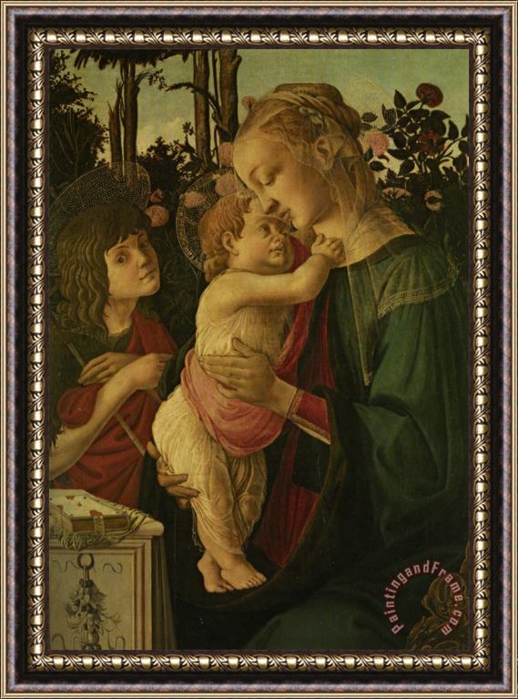 Sandro Botticelli The Madonna And Child with The Infant Saint John The Baptist Framed Painting
