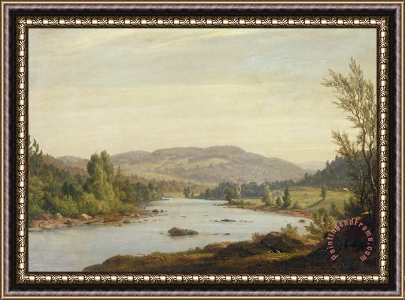 Sanford Robinson Gifford Landscape with River Framed Painting