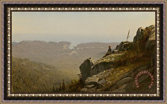 Sanford Robinson Gifford The Artist Sketching at Mount Desert, Maine Framed Painting