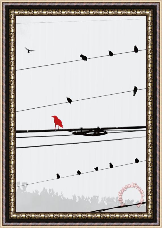 Sara Abbott Birds on a Wire I Framed Painting