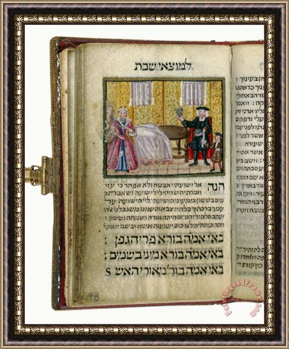 Scribe And Illuminator- Aaron Wolf Herlingen Book of Sabbath Readings (seder Tikkunei Shabbat) Framed Painting