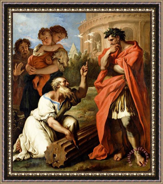 Sebastiano Ricci Tarquin The Elder Consulting Attius Navius Framed Painting