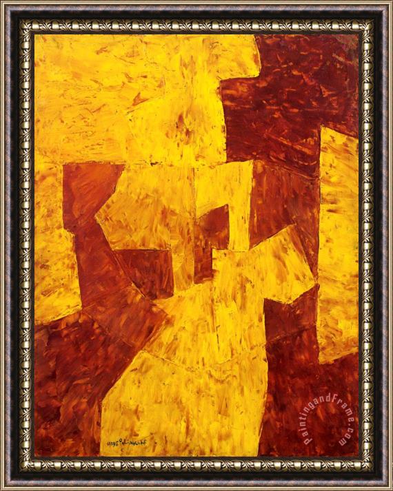 Serge Poliakoff Orange Et Ocre Framed Painting
