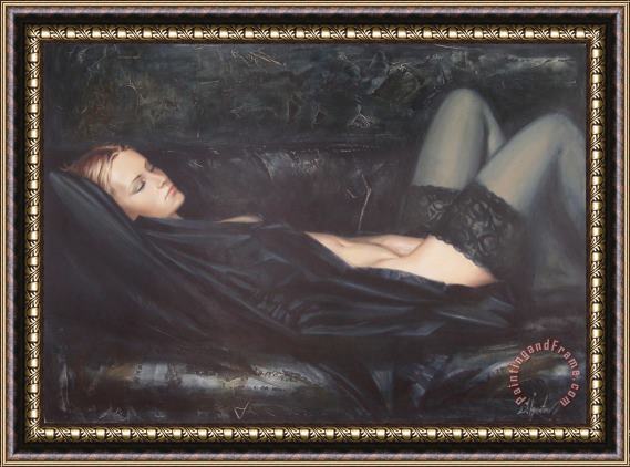 Sergey Ignatenko Black Silk Framed Painting