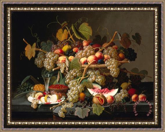 Severin Roesen Still Life with Fruit Framed Painting