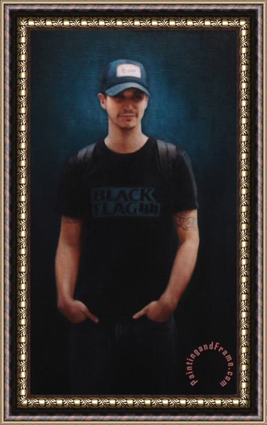 Shaun Downey Portrait of a Tattooed Man Framed Painting