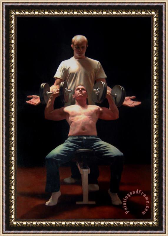 Shaun Downey The Weightlifters Framed Painting
