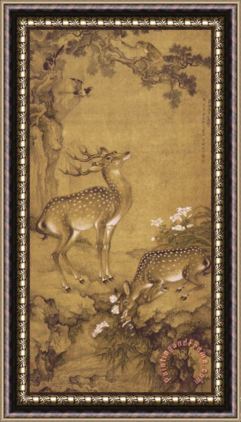 Shen Nanpin A Birthday Painting, Qing Dynasty (1644 1911) Framed Print
