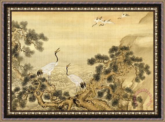 Shen Nanpin Album of Birds And Animals (cranes) Framed Print