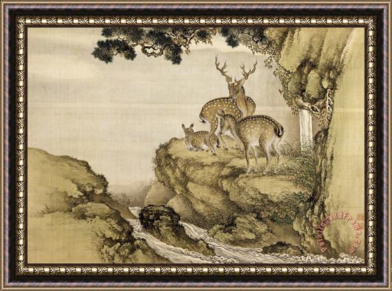 Shen Nanpin Album of Birds And Animals (deer) Framed Painting