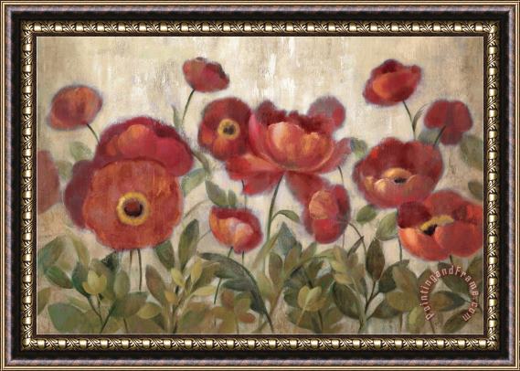 Silvia Vassileva Daydreaming Flowers Red Framed Painting