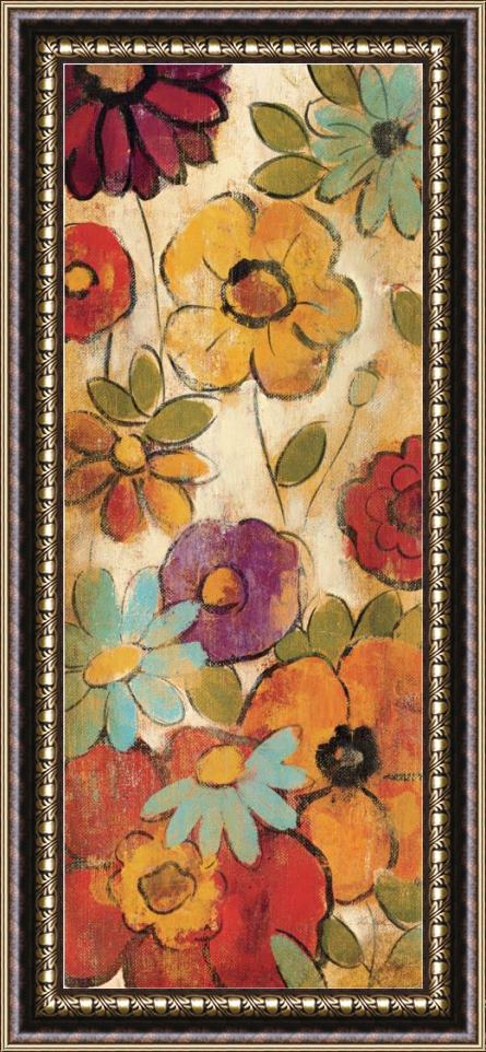 Silvia Vassileva Floral Sketches on Linen I Framed Painting