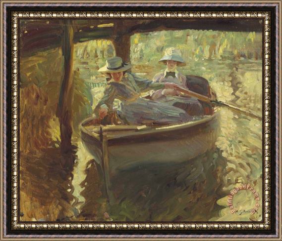 Sir Alfred James Munnings Idle Moments; Or The Boathouse, 1906 Framed Painting