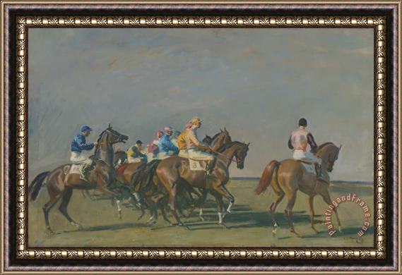 Sir Alfred James Munnings Silks And Satins of The Turf, Under Starter's Orders Framed Painting