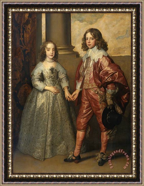 Sir Antony Van Dyck William Ii, Prince of Orange And Princess Henrietta Mary Stuart, Daughter of Charles I of England Framed Painting