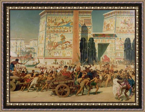 Sir Edward John Poynter Wagons detail from Israel in Egypt Framed Painting