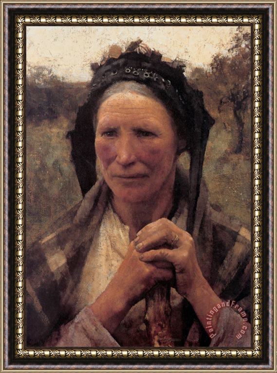 Sir George Clausen Head of a Peasant Woman Framed Painting