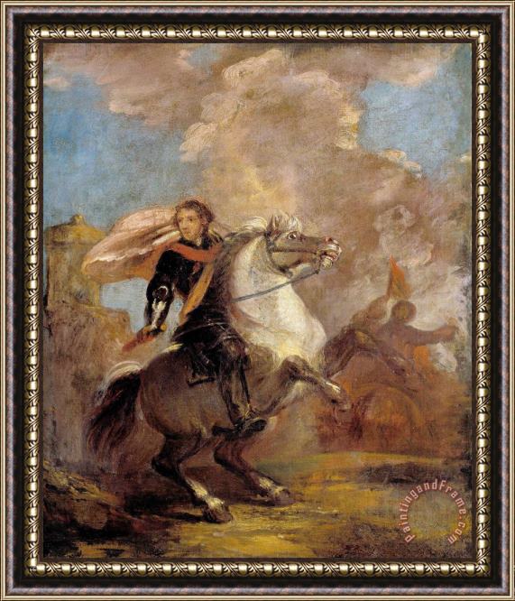 Sir Joshua Reynolds An Officer on Horseback Framed Painting