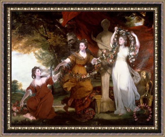 Sir Joshua Reynolds Three Ladies Adorning a Term of Hymen Framed Print