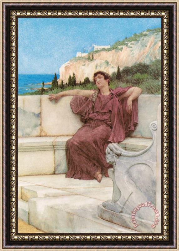 Sir Lawrence Alma-Tadema A Female Figure Resting Framed Painting
