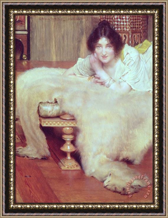 Sir Lawrence Alma-Tadema A Listener - The Bear Rug Framed Painting