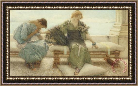 Sir Lawrence Alma-Tadema Ask me no more....for at a touch I yield Framed Print