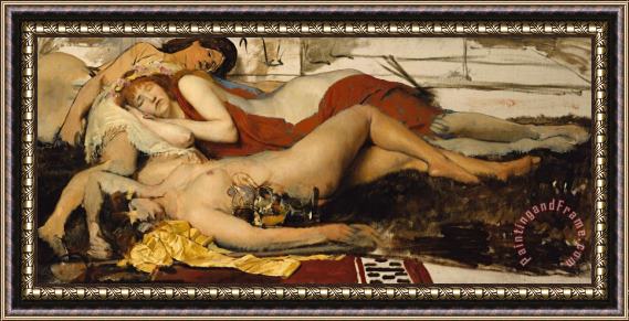 Sir Lawrence Alma-Tadema Exhausted Maenides Framed Painting