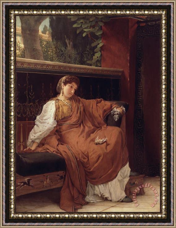 Sir Lawrence Alma-Tadema Lesbia Weeping over a Sparrow Framed Painting