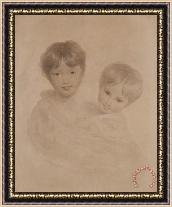 Sir Thomas Lawrence Portrait Sketch of Two Boys Possibly George 3rd Marquees Townshend And His Younger Brother Charles Framed Painting
