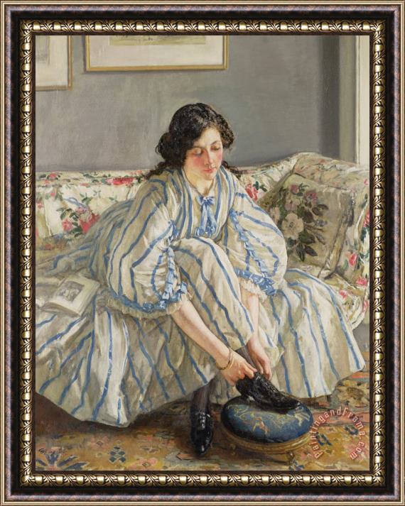 Sir Walter Russell Tying her Shoe Framed Painting