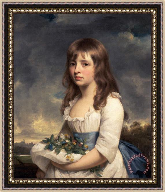 Sir William Beechey Portrait of a Girl, 1790 Framed Painting
