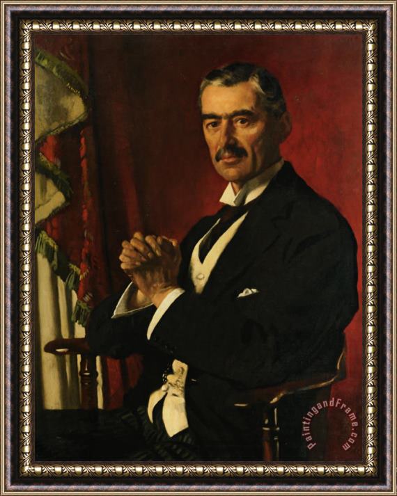 Sir William Newenham Montague Orpen Portrait of Neville Chamberlain Framed Print