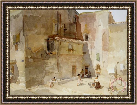 Sir William Russell Flint A Sunlit Square Languedoc Framed Print