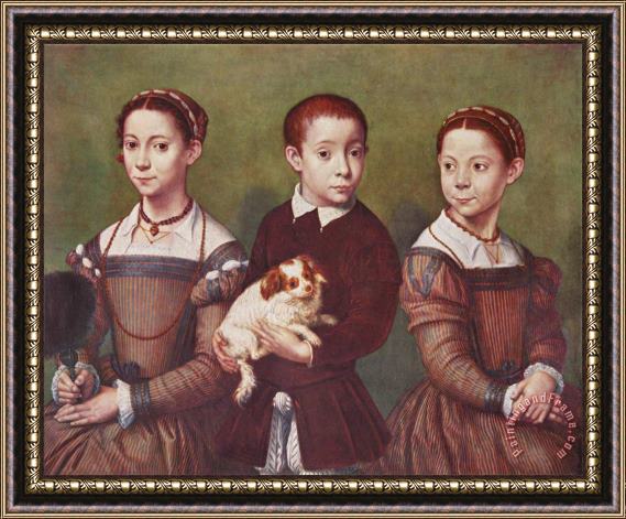 Sofonisba Anguissola Three Children with Dog Framed Painting