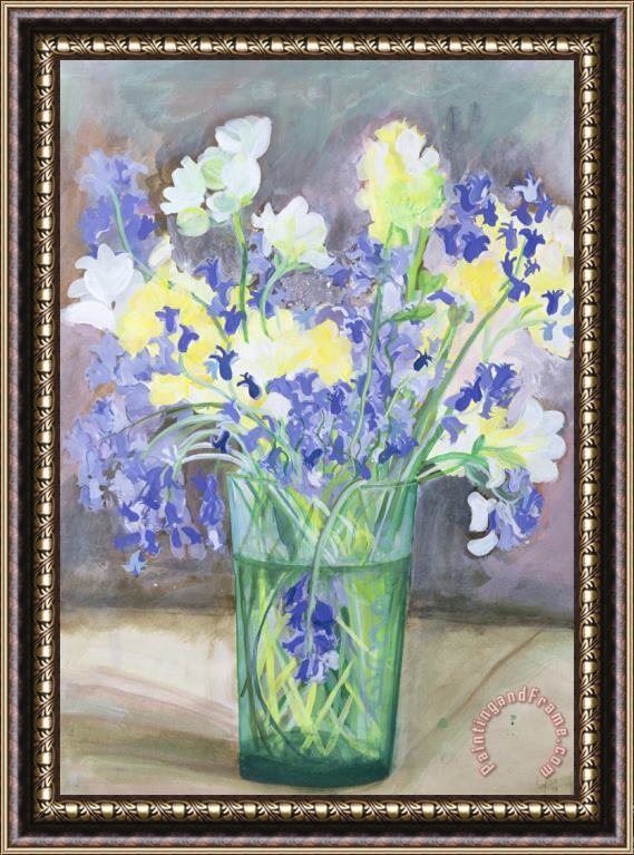 Sophia Elliot Bluebells And Yellow Flowers Framed Print