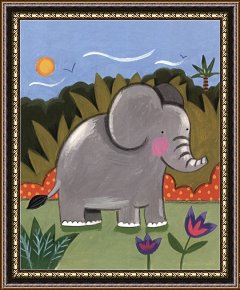Baby, Bye Bye Framed Paintings - Baby Elephant by Sophie Harding