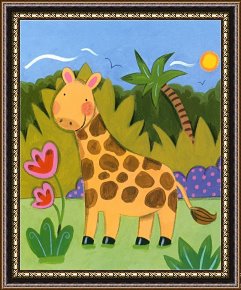 Baby, Bye Bye Framed Paintings - Baby Giraffe by Sophie Harding