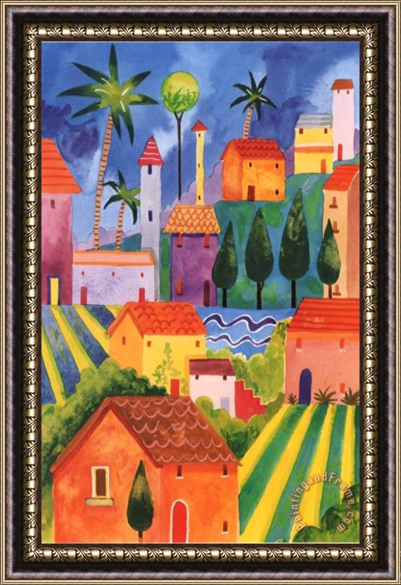 Sophie Harding Hill Town II Framed Painting