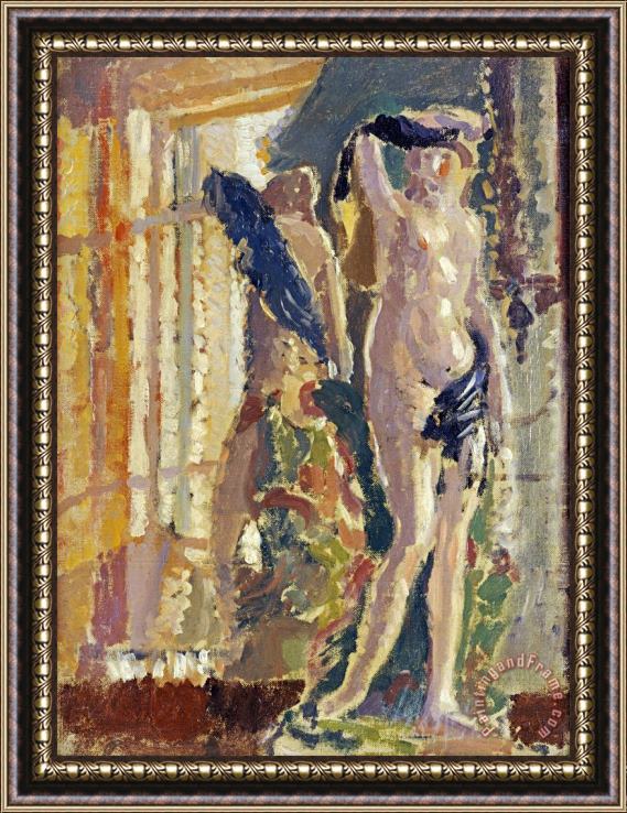 Spencer Gore A Porcelain Figurine by a Mirror Framed Painting