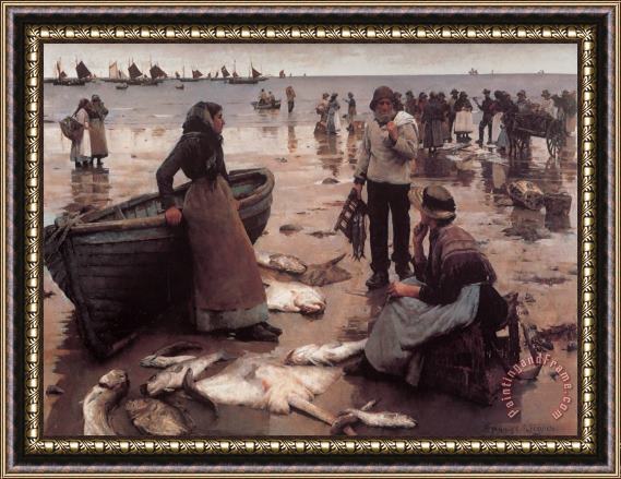 Stanhope Alexander Forbes A Fish Sale on a Cornish Beach Framed Print