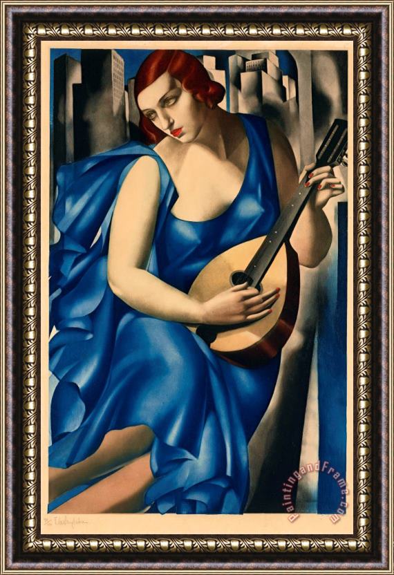 tamara de lempicka Femme a La Mandoline, 1933 Framed Painting