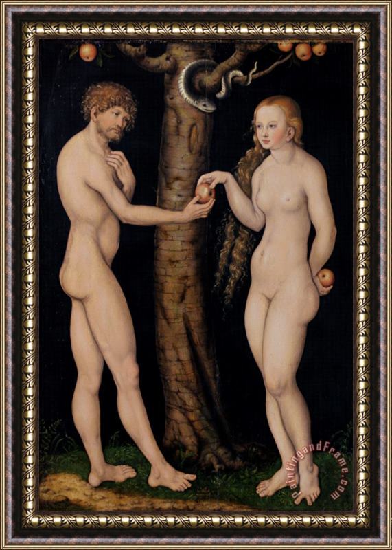 The Elder Lucas Cranach Adam and Eve in the Garden of Eden Framed Print