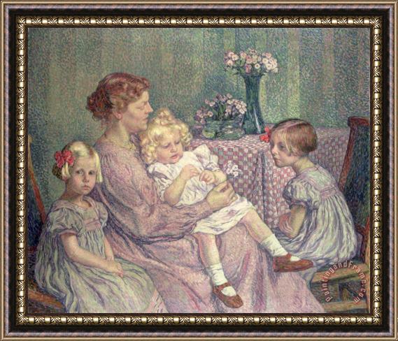 Theo van Rysselberghe Madame van de Velde and her Children Framed Painting
