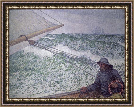 Theo van Rysselberghe The Man at the Tiller Framed Painting