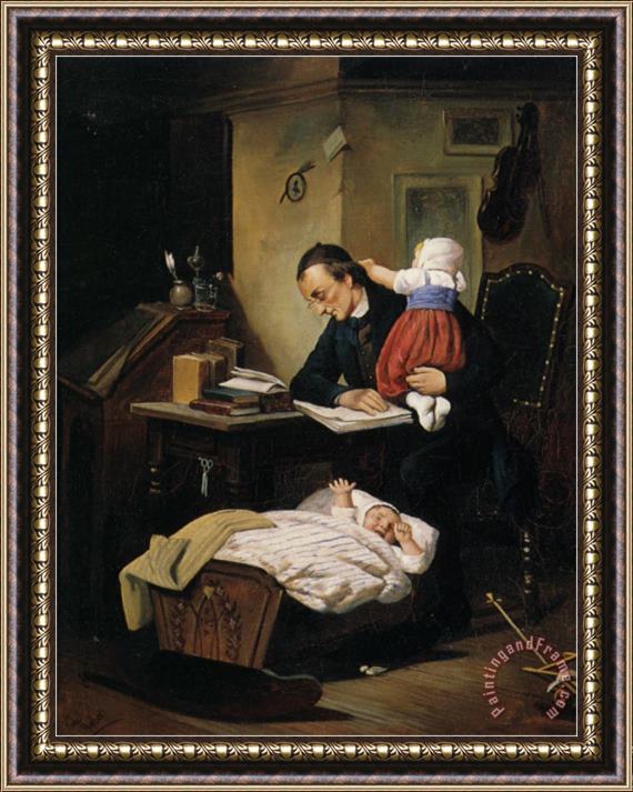 Theodor Alexander Weber The Busy Father Framed Print