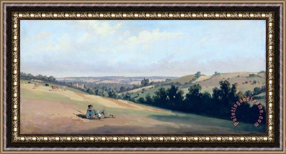 Theodore Caruelle d Aligny Young Man Reclinging on the Downs Framed Painting