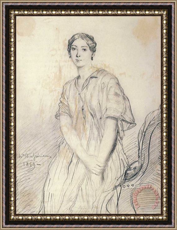 Theodore Chasseriau Portrait of Alice Ozy Framed Print