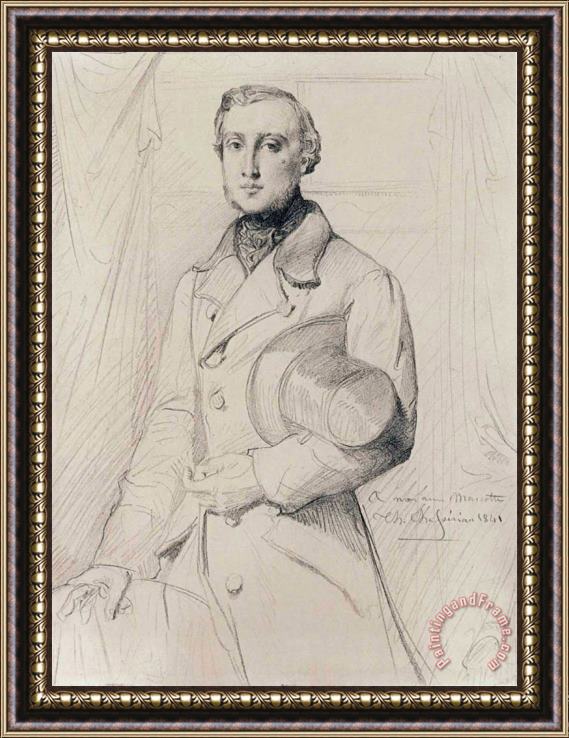 Theodore Chasseriau Portrait of Louis Marcotte De Quivires Framed Print