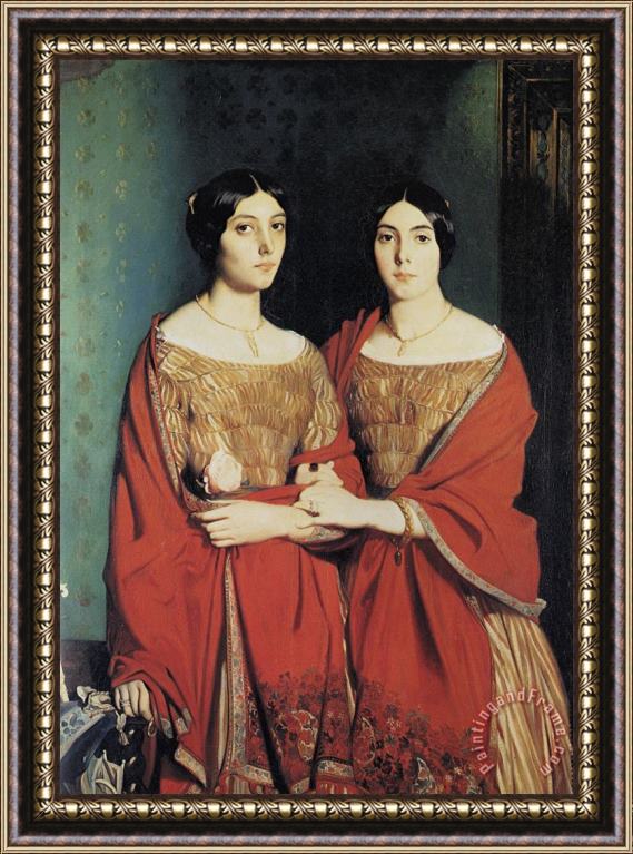 Theodore Chasseriau The Two Sisters Framed Painting