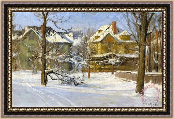 Theodore Clement Steele 16th Street, Indianapolis in Snow Framed Painting